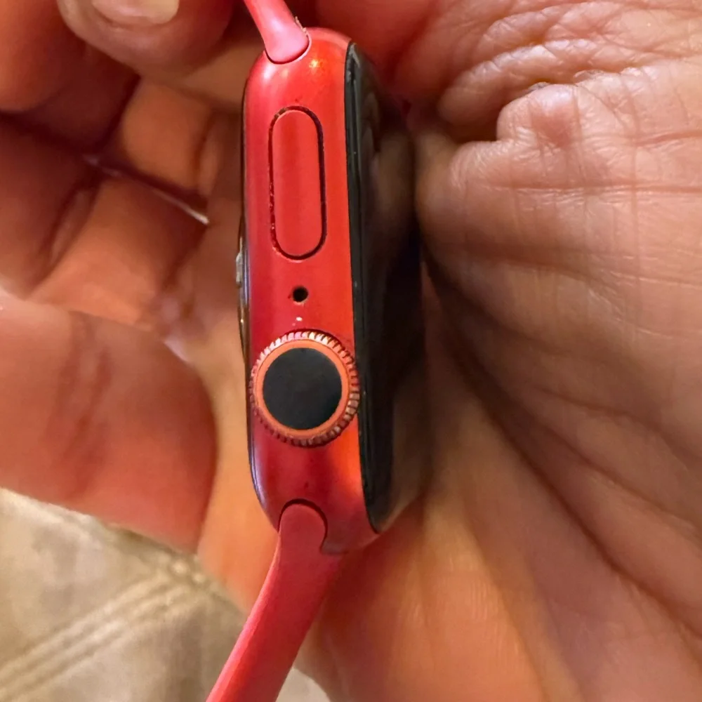 Apple Smartwatch Red Aliminun Case Red with Red Sport Band 44mm free case